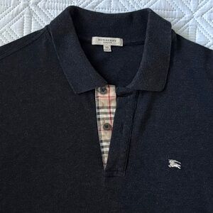 Burberry London Men's Polo Shirt - Charcoal Grey - Nova Check Placket - Size XL